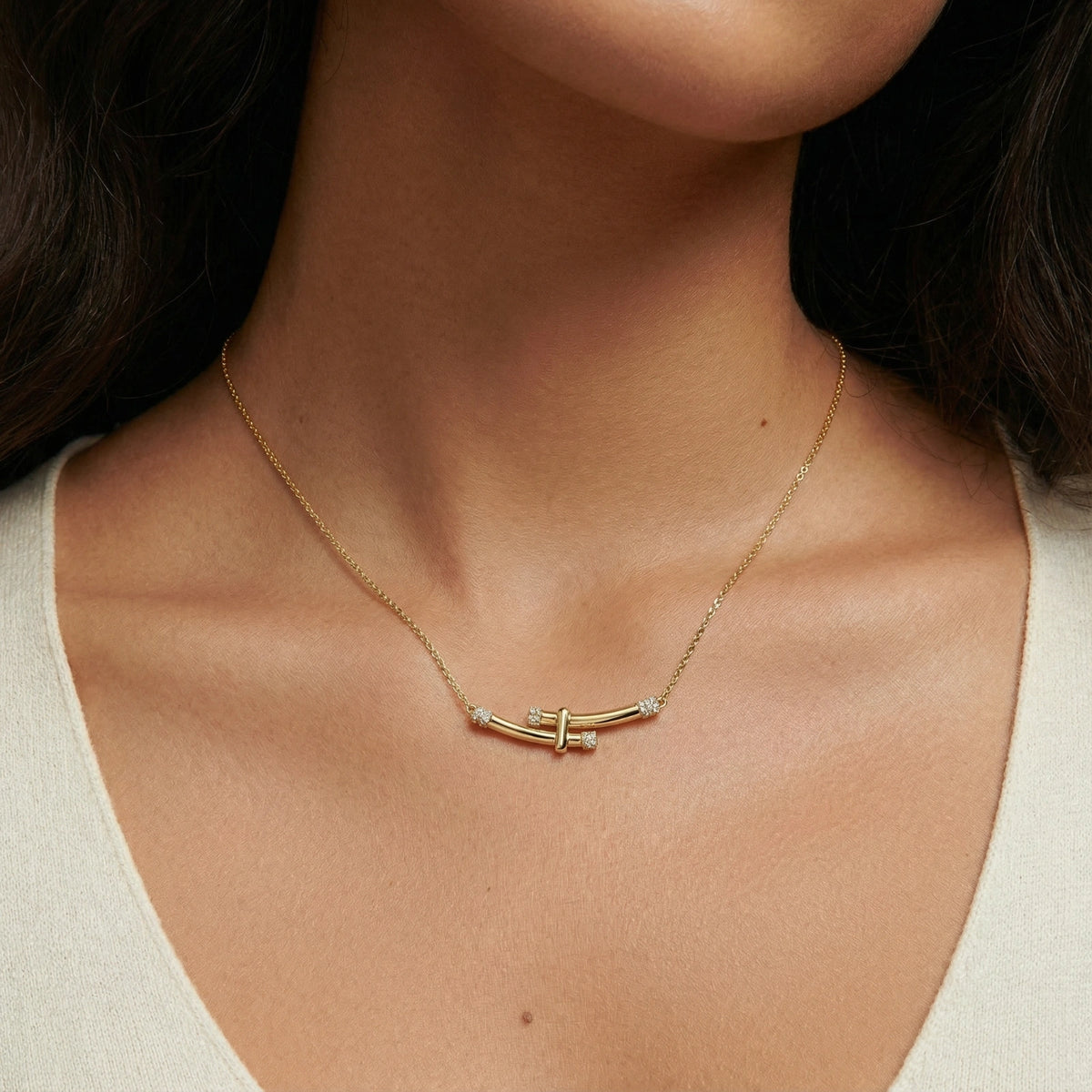 Bamboe Kristal Boog Ketting